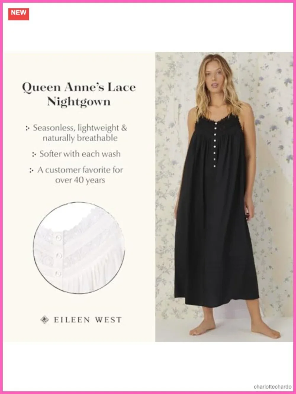 Eileen West Queen Anne's Lace Cotton Nightgown Sleepwear Loungewear